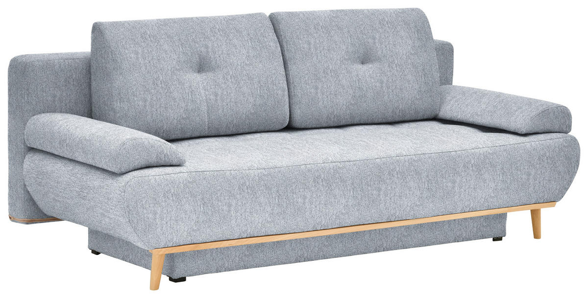 SCHLAFSOFA Flachgewebe Grau  - Beige/Naturfarben, Design, Holz/Textil (200/71/95cm) - Novel