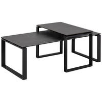 COUCHTISCHSET in Metall, Glas 115/55/45 cm  - Schwarz, Trend, Glas/Metall (115/55/45cm) - MID.YOU