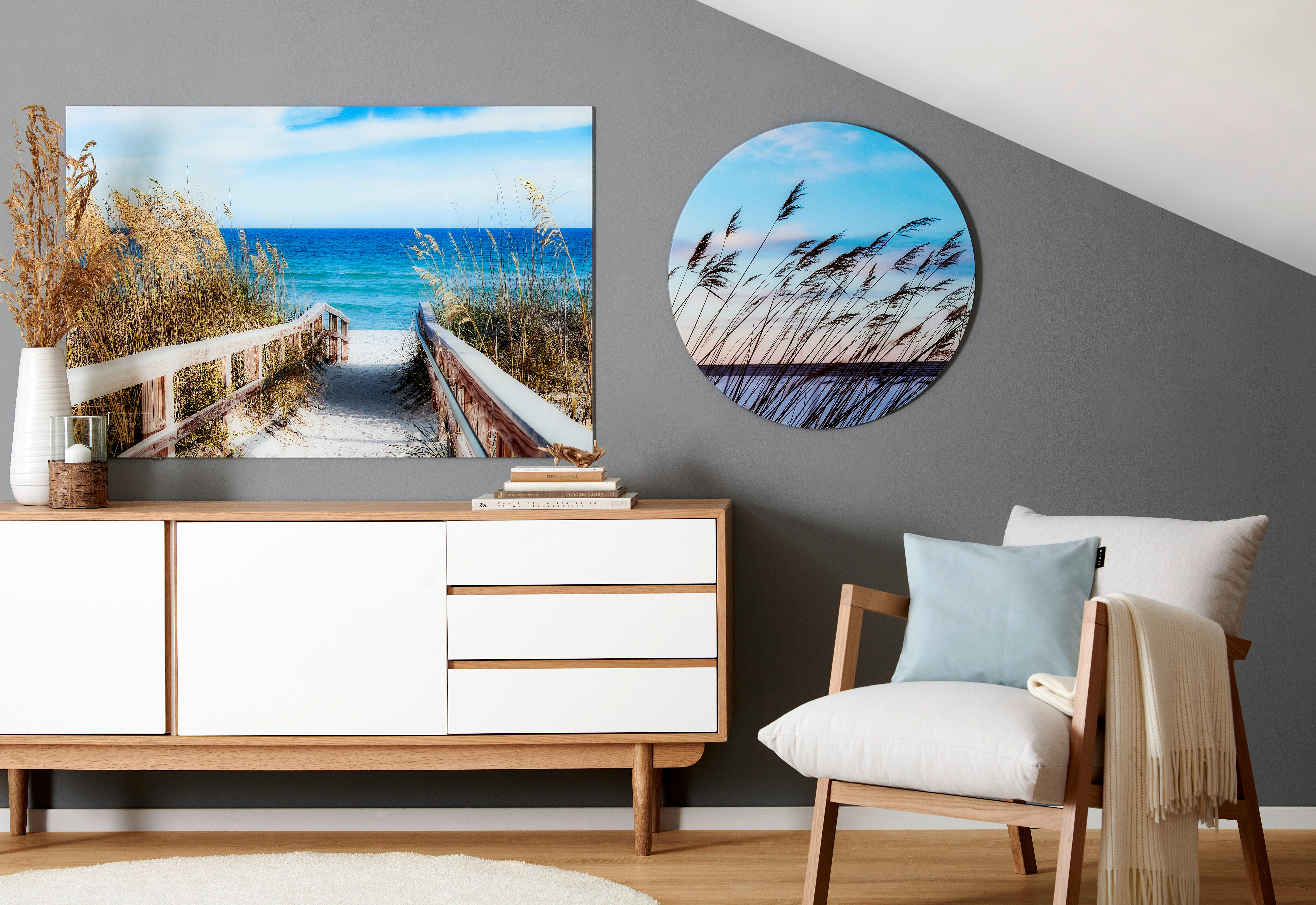 SKLENENÝ OBRAZ, pláž a more, 120/80 cm  - viacfarebná, Basics, sklo (120/80cm) - Monee
