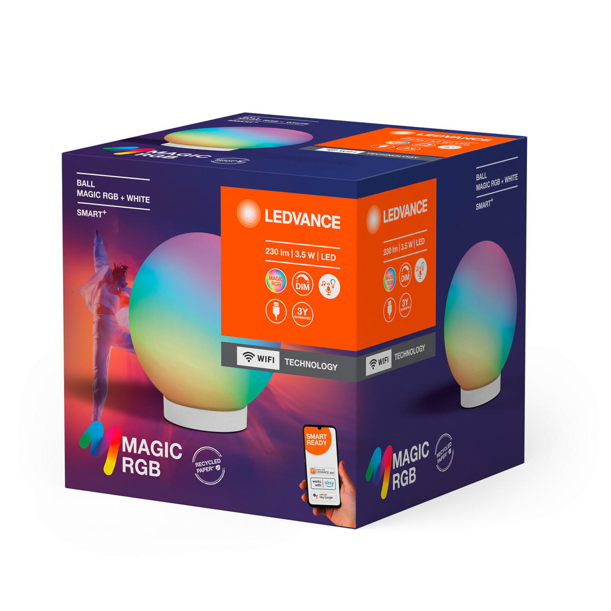 STIMMUNGSLEUCHTER Smart+ Wifi Ball Magic 20/20,6 cm   - Weiß, KONVENTIONELL, Glas/Kunststoff (20/20,6cm) - Ledvance
