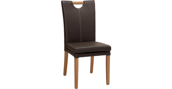 STUHL in Holz, Leder, Holzwerkstoff Braun, Eichefarben - Eichefarben/Braun, KONVENTIONELL, Leder/Holz (46/99/61cm) - Venda