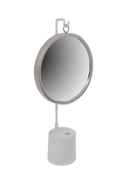 SCHMINKSPIEGEL  - Silberfarben/Weiß, LIFESTYLE, Glas/Metall (30/65/13cm) - Kayoom