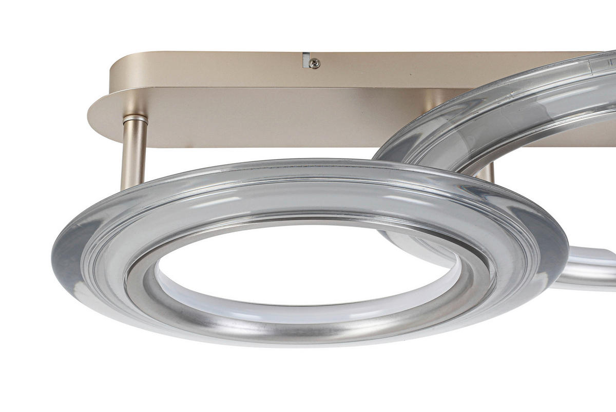 LED-DECKENLEUCHTE 42 W    66/45/16 cm  - Chromfarben/Champagner, Design, Kunststoff/Metall (66/45/16cm) - Dieter Knoll