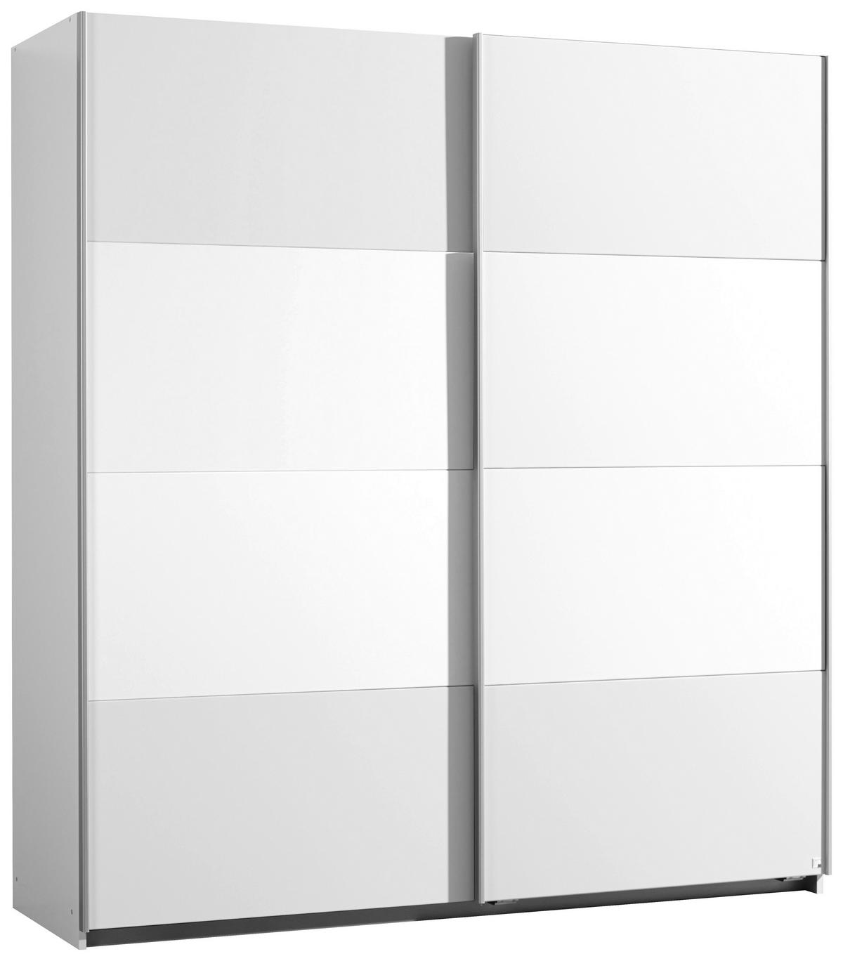 SCHWEBETÜRENSCHRANK 2-türig Weiß  - Alufarben/Weiß, KONVENTIONELL, Glas/Holzwerkstoff (181/197/61cm) - Xora