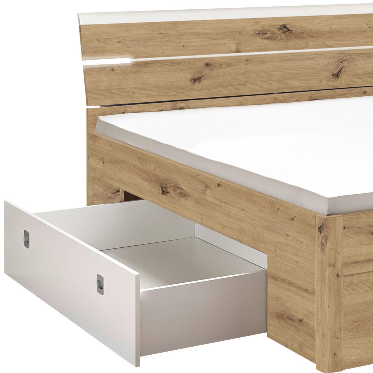 STAURAUMBETT 180/200 cm  in Weiß, Eiche Artisan  - Weiß/Eiche Artisan, KONVENTIONELL, Holzwerkstoff/Kunststoff (180/200cm) - MID.YOU