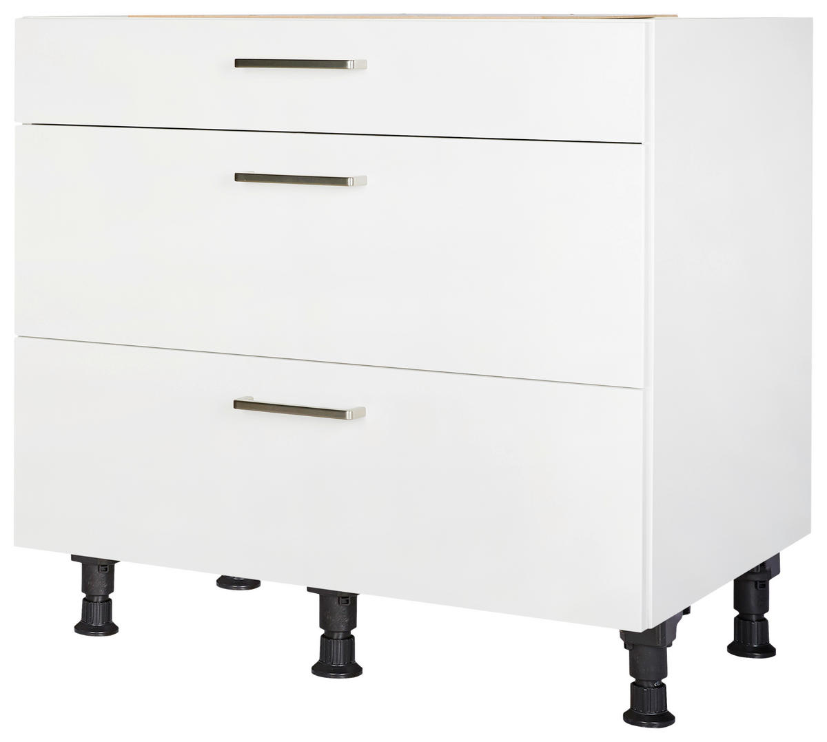 SCHUBKASTENUNTERSCHRANK 90/87/56 cm  in Weiß  - Edelstahlfarben/Weiß, MODERN, Holzwerkstoff/Metall (90/87/56cm) - Nobilia