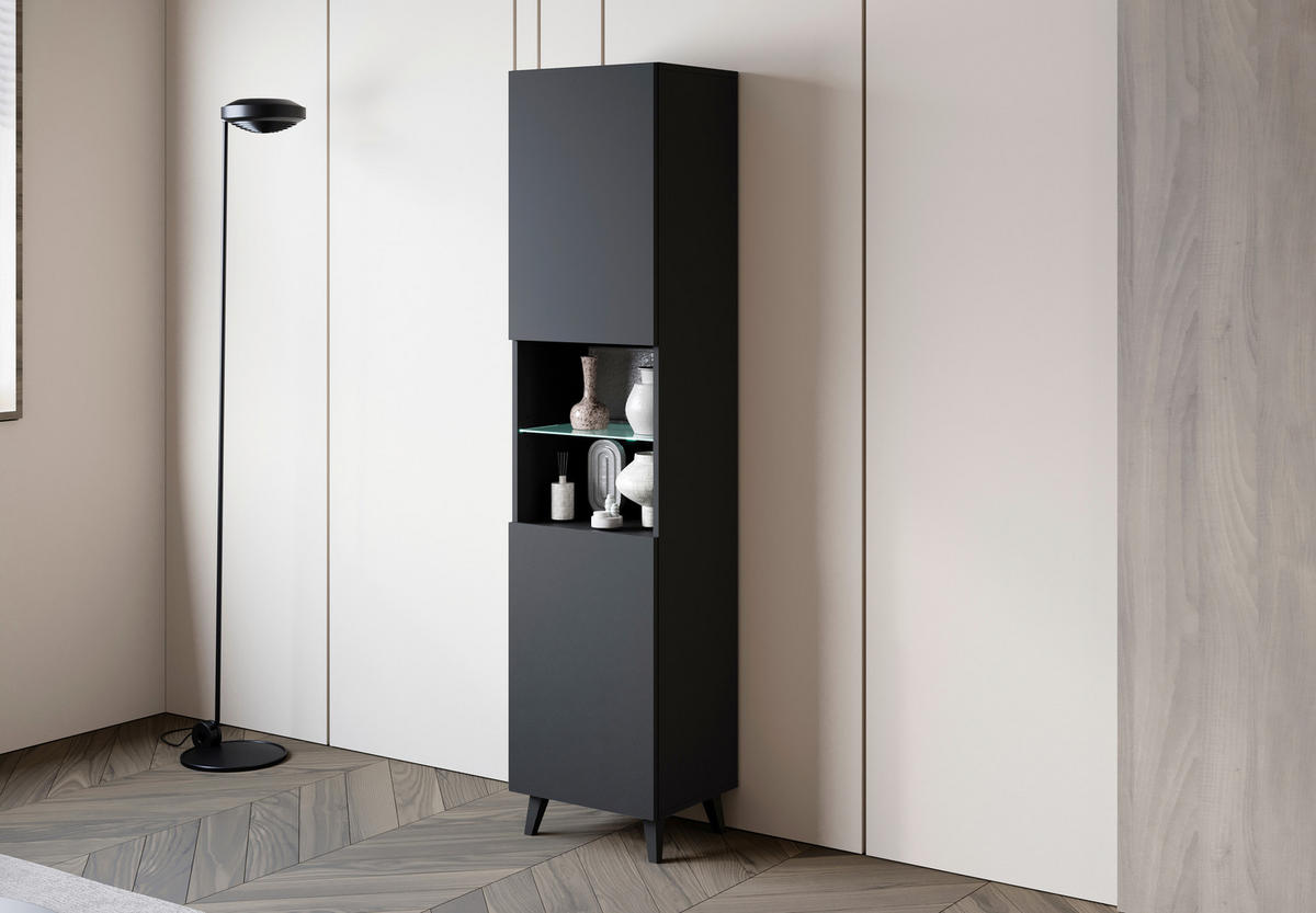 VITRINE  in Schwarz  - Schwarz, Design, Glas/Holzwerkstoff (40/170/31,5cm) - P & B