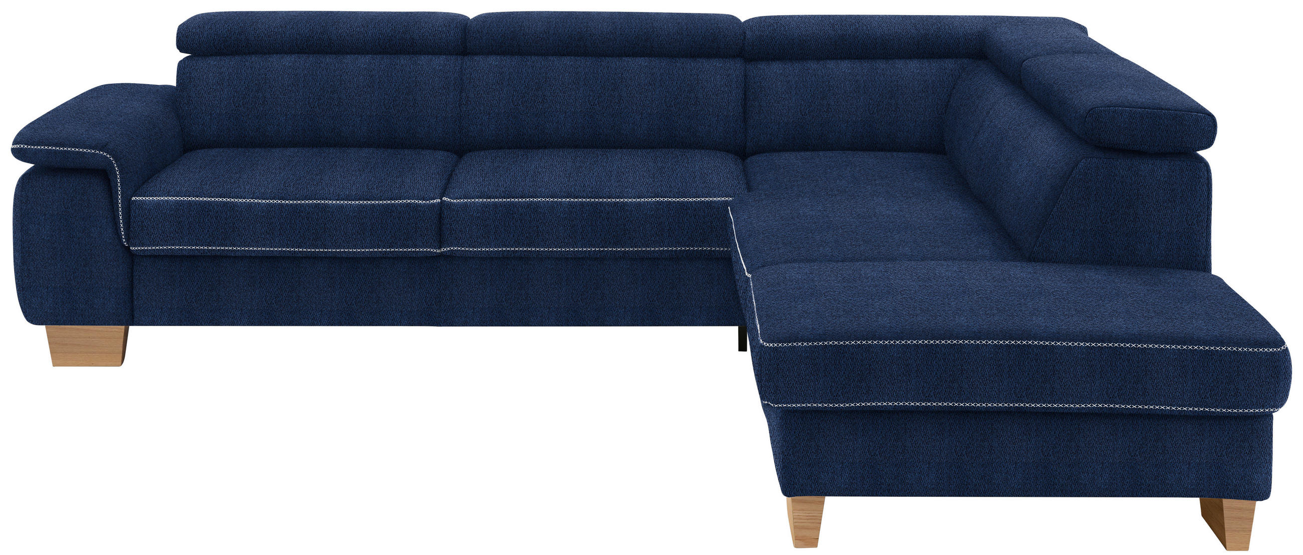 ECKSOFA in Mikrofaser Dunkelblau  273/226 cm  - Eichefarben/Beige, Natur, Holz/Textil (273/226cm) - Beldomo System