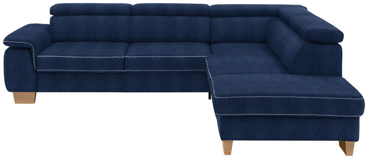 ECKSOFA in Mikrofaser Dunkelblau  273/226 cm  - Eichefarben/Beige, Natur, Holz/Textil (273/226cm) - Beldomo System