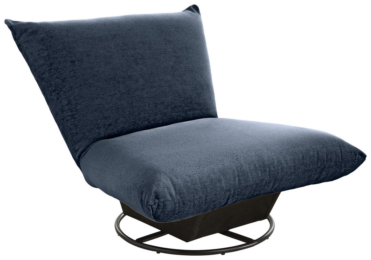 RELAXSESSEL Bouclé    - Schwarz/Dunkelblau, Design, Textil/Metall (100/78/96cm) - Livetastic