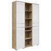 AKTENSCHRANK Weiß, Eichefarben  - Eichefarben/Weiß, KONVENTIONELL, Glas/Holzwerkstoff (122/199/37cm) - Voleo