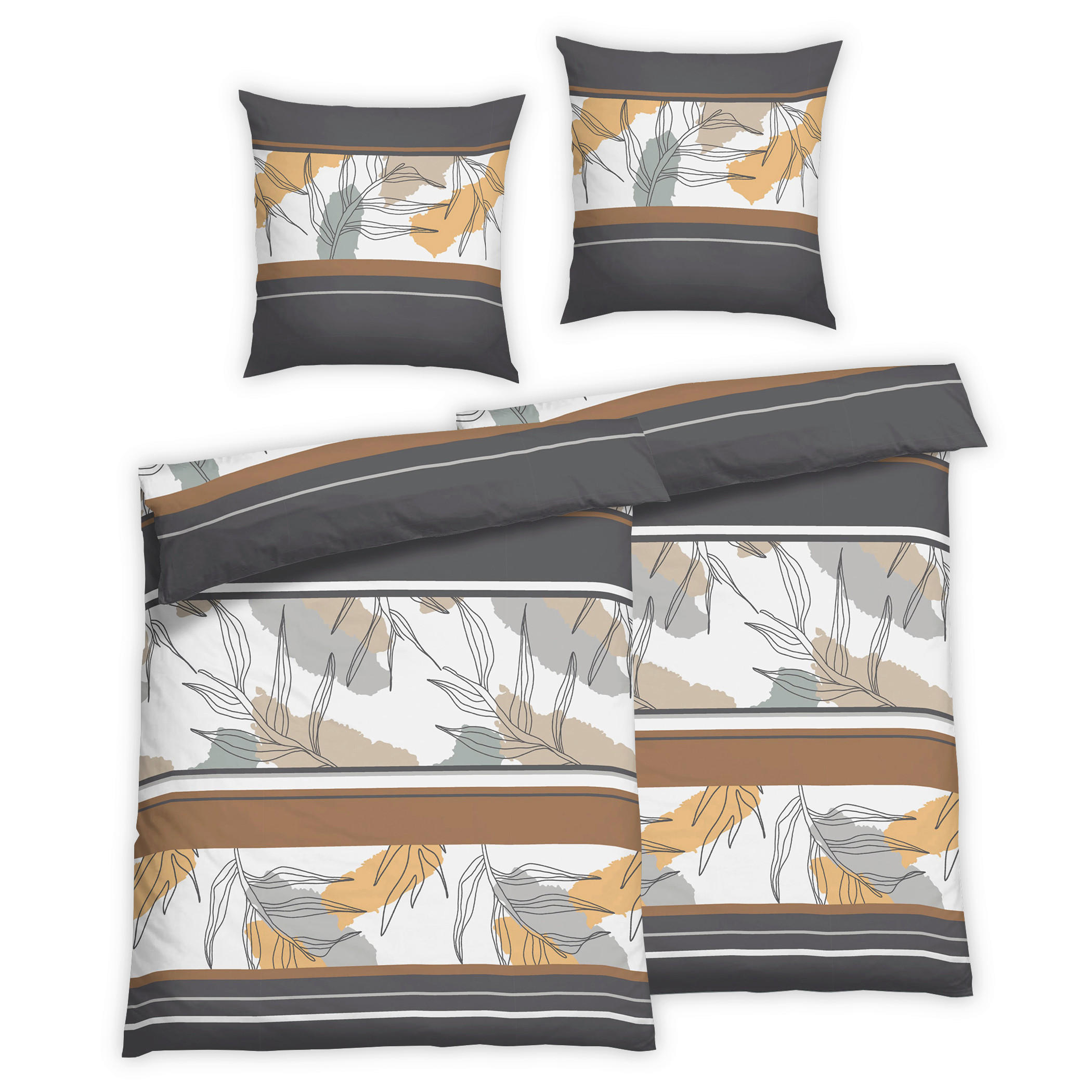 Bettwäsche 2er Set 4-teilig Flanell 135/200 cm  - Grau, Design, Textil (135/200cm) - Florella