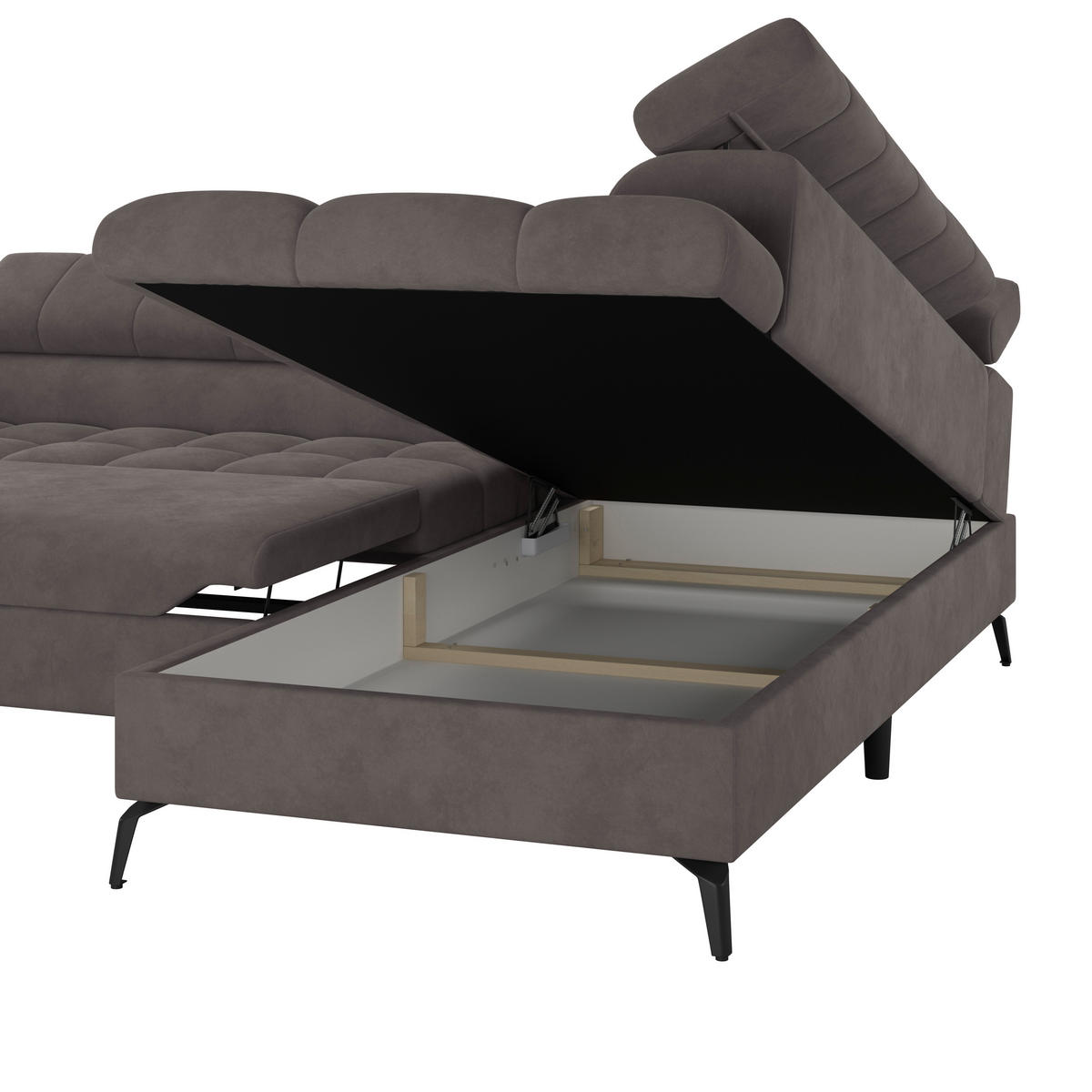 ECKSOFA in Graphitfarben  - Dunkelgrau/Schwarz, Trend, Kunststoff/Textil (261/203cm) - Livetastic