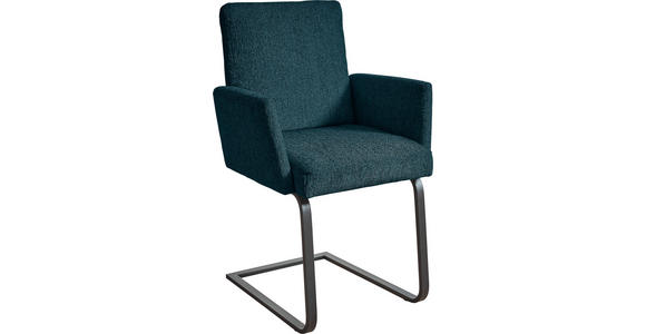ARMLEHNSTUHL in Stahl Chenille - Schwarz/Dunkelblau, Design, Textil/Metall (56/92/60cm) - Dieter Knoll