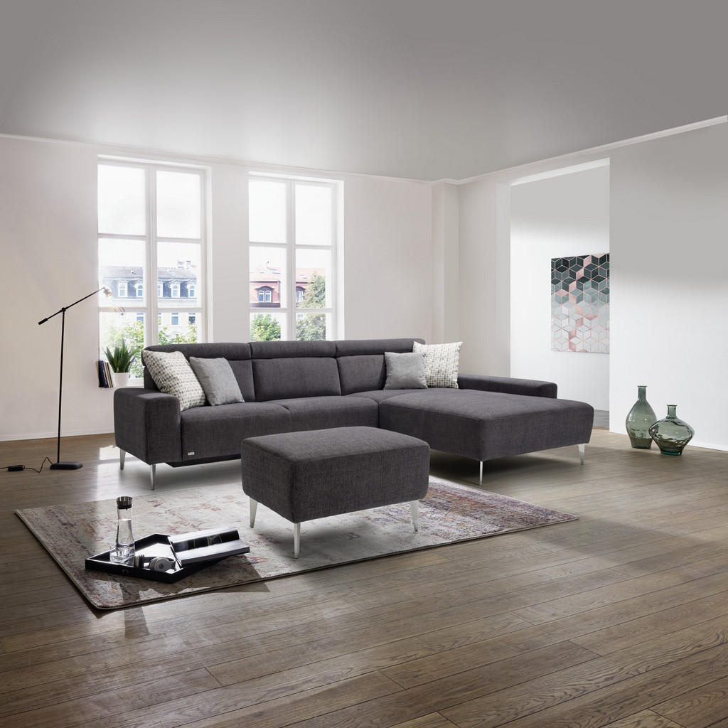 Thumbnail - Sedda Ecksofa, Dunkelbraun, Textil, Uni, 5-Sitzer, Ottomane rechts, L-Form, 308x205 cm, Austria Gütezeichen, AZO-frei, F...