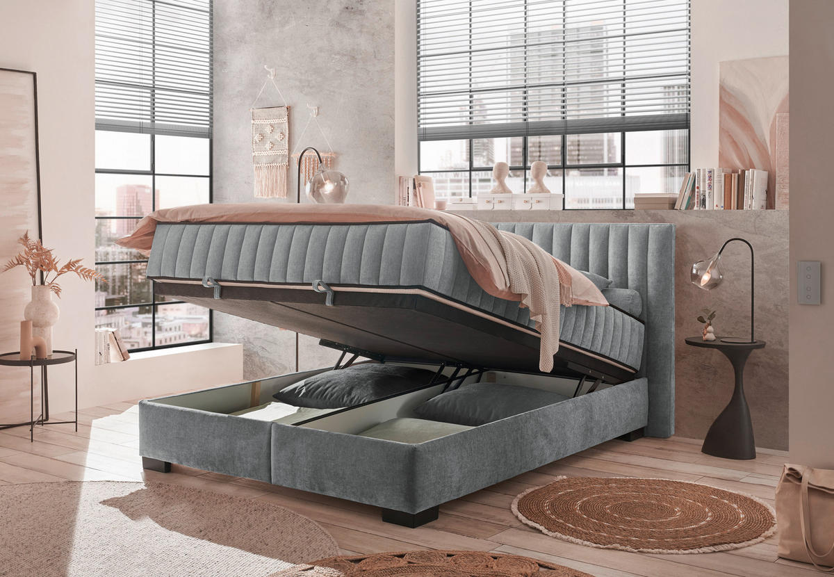 BOXBETT 160/200 cm  in Anthrazit  - Anthrazit/Schwarz, MODERN, Holzwerkstoff/Kunststoff (160/200cm) - MID.YOU
