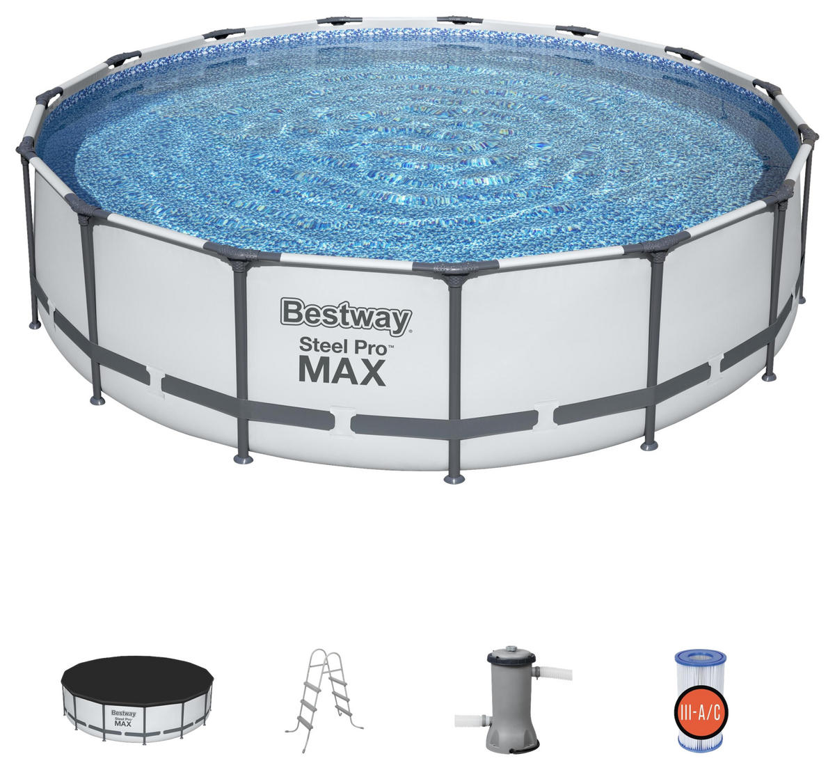 BAZÉN 457/107 cm - šedá/bílá, Basics, kov/plast (457/107cm) - Bestway