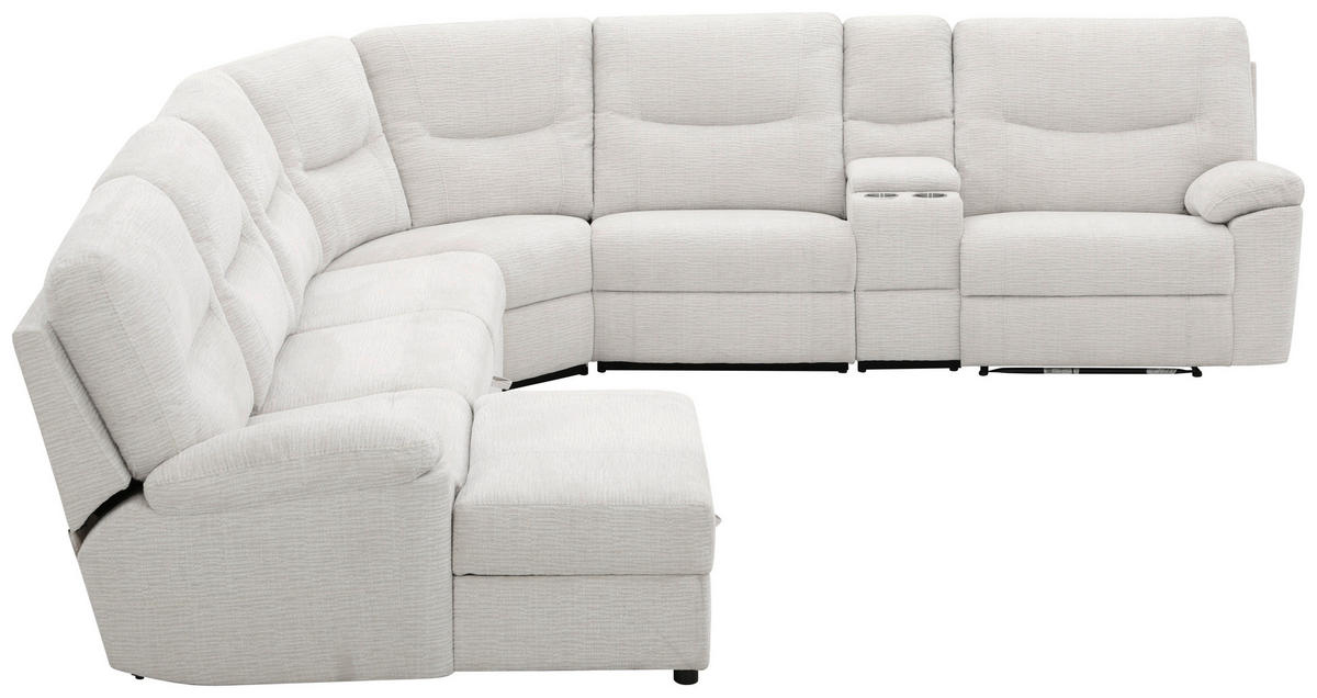 ECKSOFA Weiß Leinenoptik  - Schwarz/Weiß, KONVENTIONELL, Holz/Kunststoff (286/101/338cm) - Livetastic