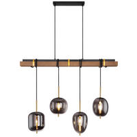 Lampă Suspendată 100/18,5/140 cm  - maro/negru, Design, lemn/metal (100/18,5/140cm) - Globo