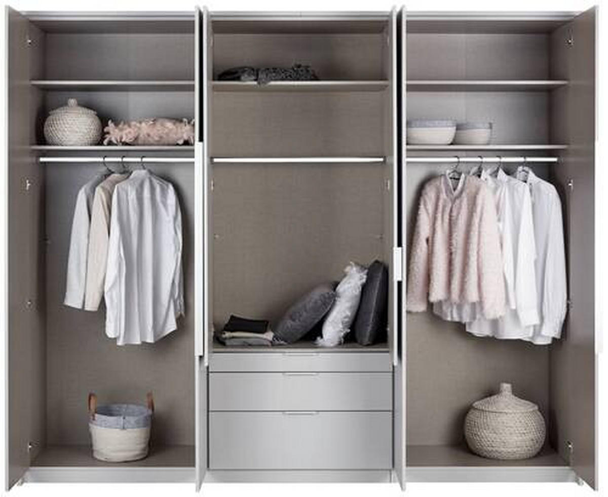 DREHTÜRENSCHRANK 271/229/54 cm 6-türig Weiß  - Alufarben/Weiß, MODERN, Holzwerkstoff/Metall (271/229/54cm) - Rauch Möbel