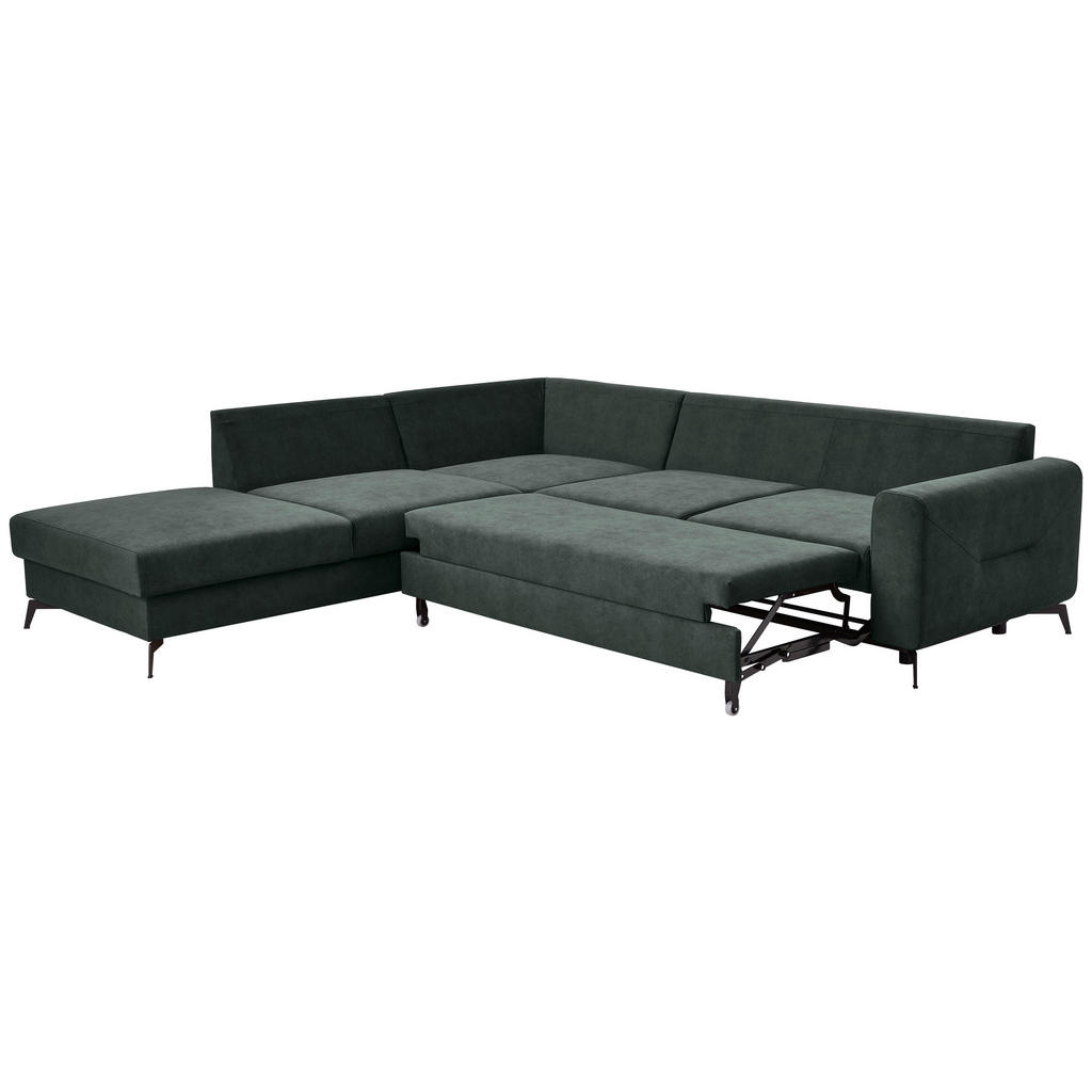 Thumbnail - Carryhome Ecksofa, Dunkelgrün, Textil, 5-Sitzer, Füllung: Schaumstoff, Silikon, Ottomane links, L-Form, 275x257 cm, Made...