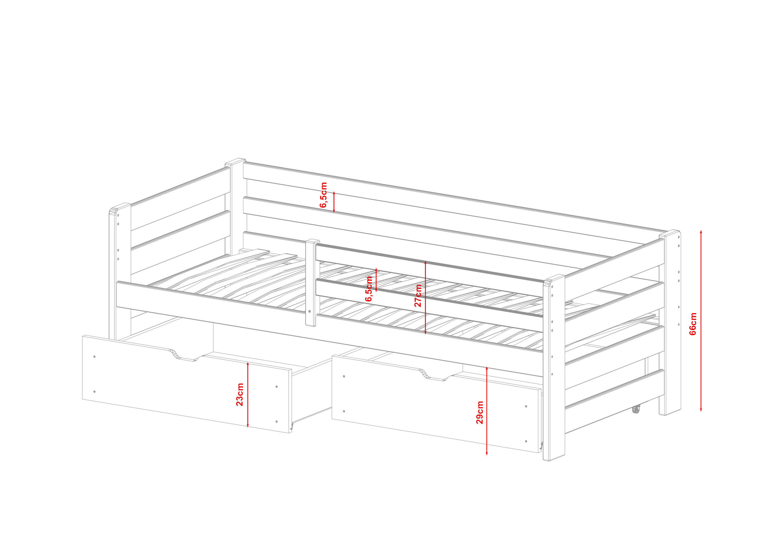 Thumbnail - Mid.you Stauraumbett, Kiefer, Holzwerkstoff, Kiefer, teilmassiv, massiv, 2 Schubladen, Höhe ca. 13 cm, 90x200 cm, Fsc, R...