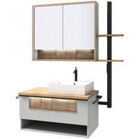 BADEZIMMER 3-teilig  in 128,5 cm  - Wildeiche/Schwarz, LIFESTYLE, Glas/Holz (128,5cm) - Voglauer