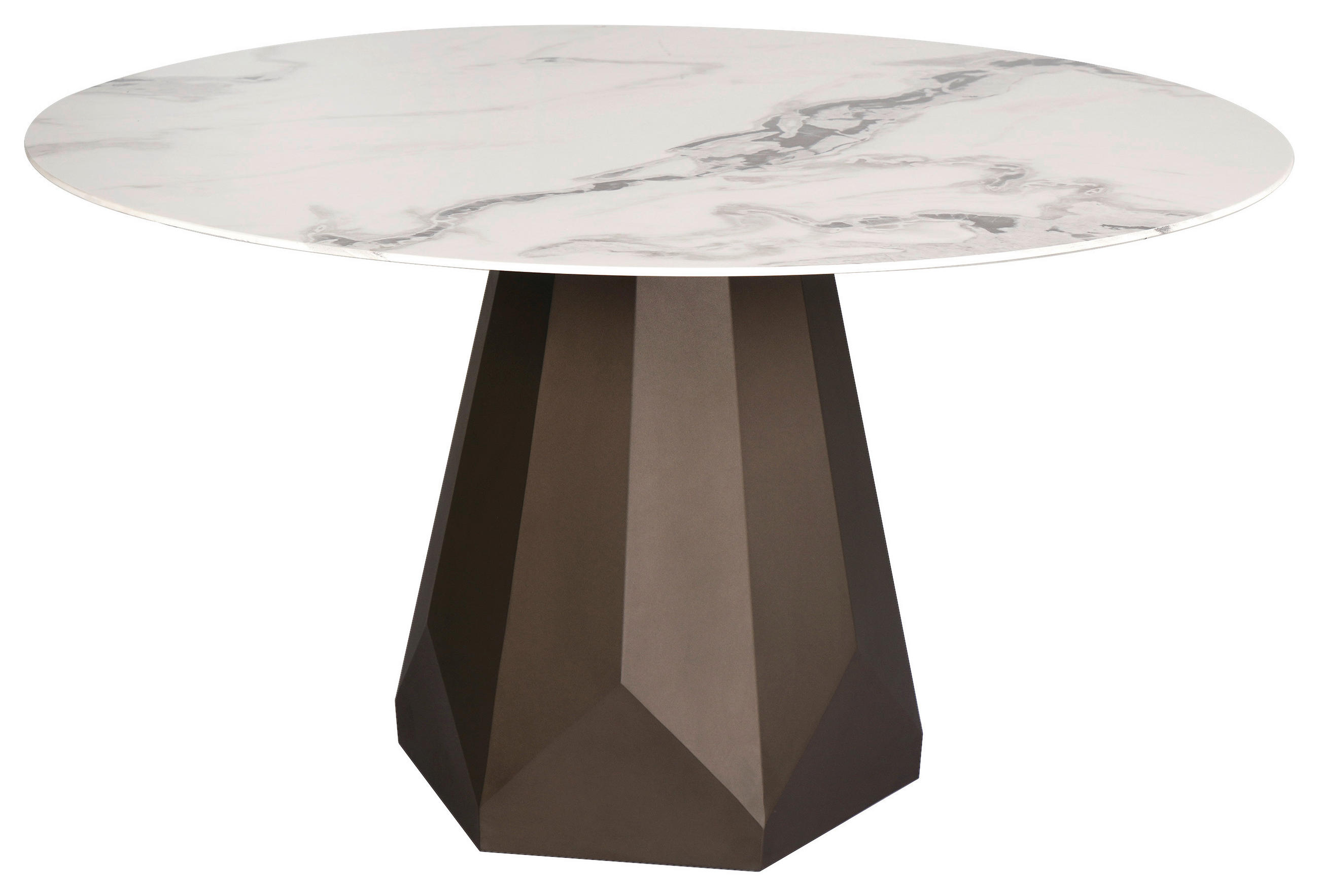 JEDILNA MIZA, bela, barve brona  - bela/barve brona, Design, kovina/keramika (135/135/76cm) - Belluti