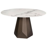 JEDILNA MIZA, bela, barve brona  - bela/barve brona, Design, kovina/keramika (135/135/76cm) - Belluti