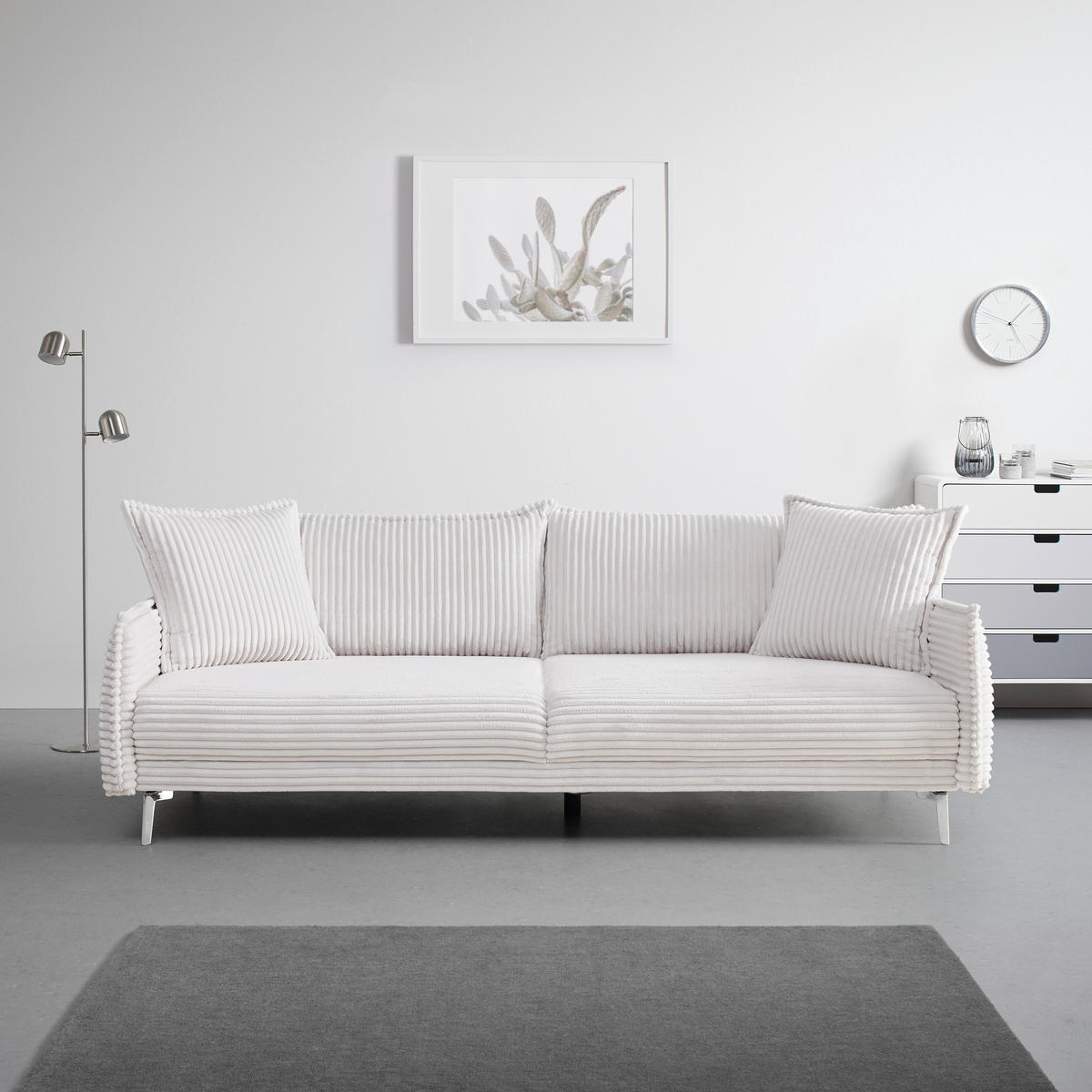 BIG SOFFA i vit  - vit/kromfärg, Modern, metall/trämaterial (241/90/117cm) - Carryhome