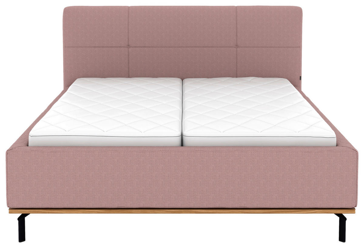 POLSTERBETT Matratze, Lattenrost, Bettkasten 180/200 cm  in Altrosa  - Graphitfarben/Altrosa, Design, Holz/Textil (180/200cm) - Musterring