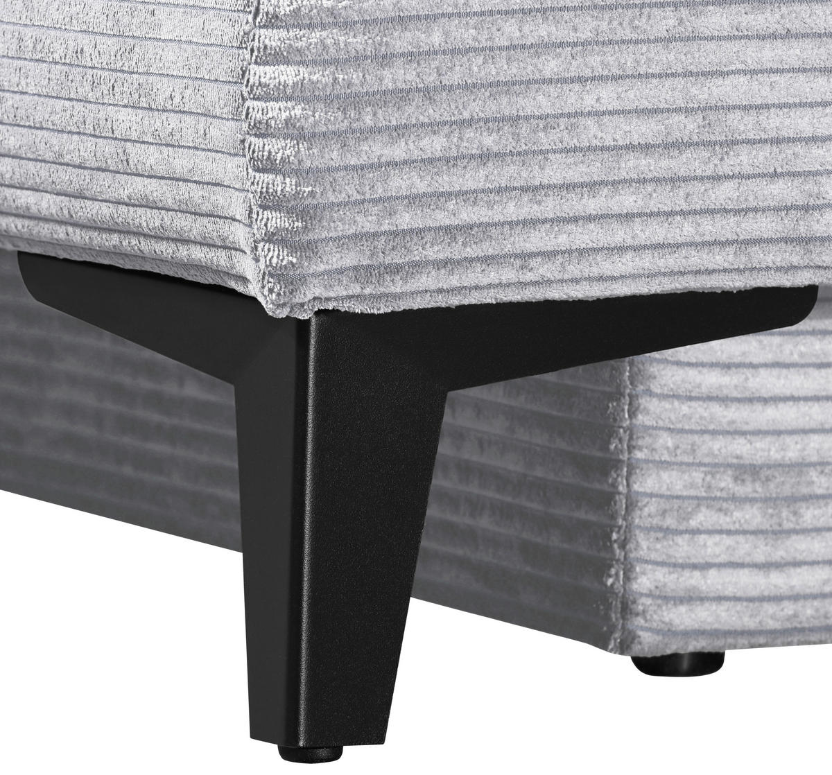 SCHLAFSOFA Cord Hellgrau  inkl. Bettkasten, Schlaffunktion, Armteilverstellung  - Hellgrau/Schwarz, Design, Textil/Metall (200/85/90cm) - Novel
