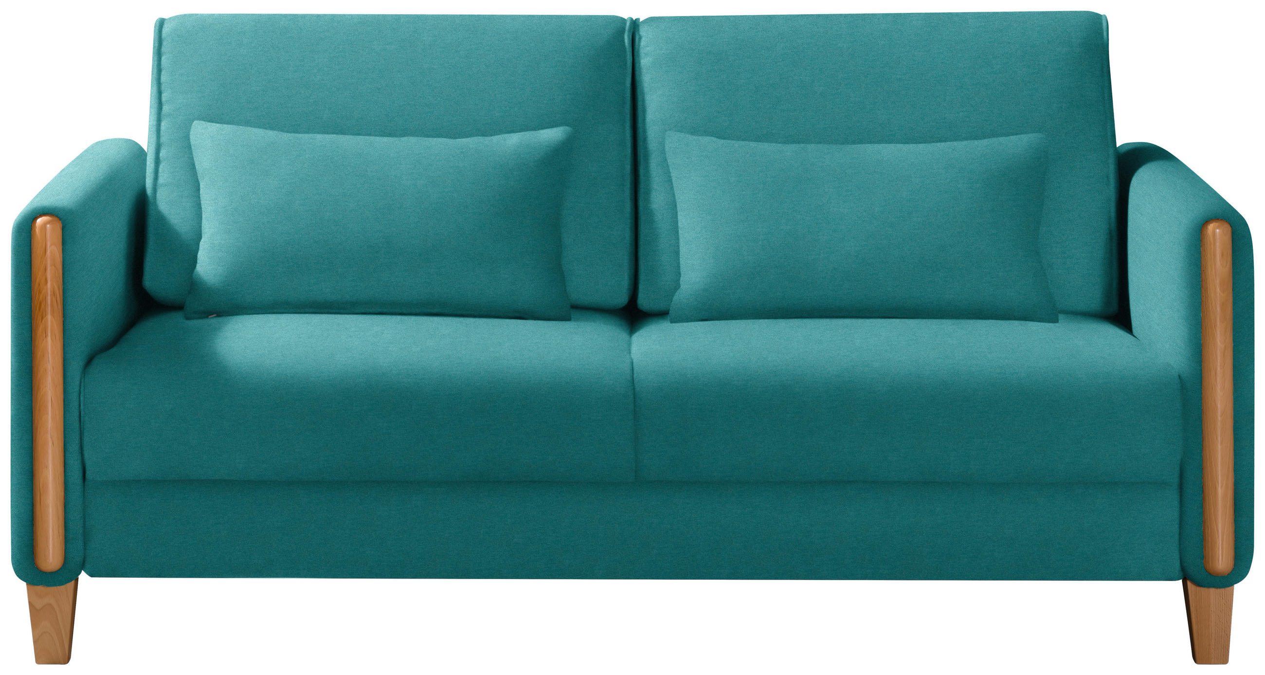 SCHLAFSOFA in Flachgewebe Türkis, Buchefarben  - Türkis/Buchefarben, Design, Holz/Textil (174/88/104cm) - Niels Andersson