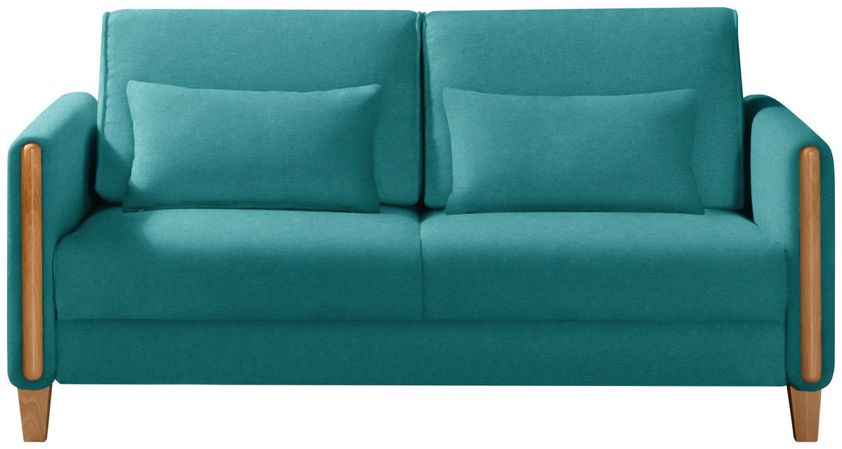 SCHLAFSOFA in Flachgewebe Türkis, Buchefarben  - Türkis/Buchefarben, Design, Holz/Textil (174/88/104cm) - Niels Andersson