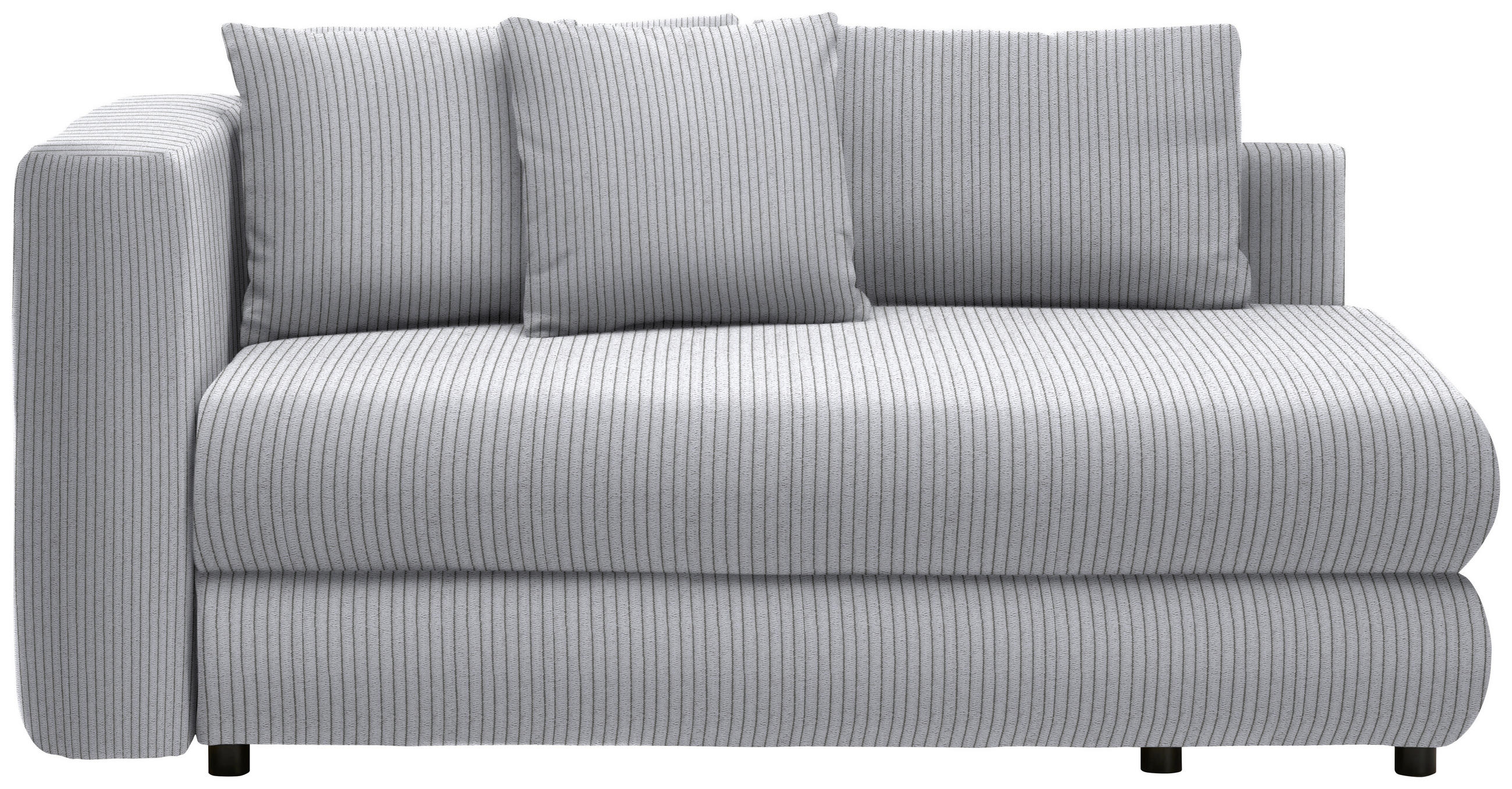 RÉCAMIERE in Cord Hellgrau - Hellgrau/Schwarz, Design, Kunststoff/Textil (171/71-88/93cm) - Cantus