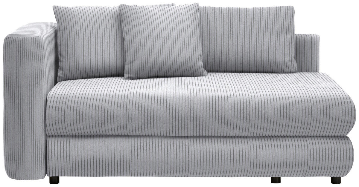 RÉCAMIERE in Cord Hellgrau  - Hellgrau/Schwarz, Design, Kunststoff/Textil (171/71-88/93cm) - Cantus