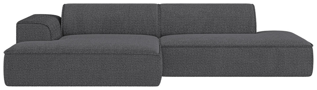 ECKSOFA Cord Graphitfarben  - Graphitfarben/Schwarz, Konventionell, Holzwerkstoff/Kunststoff (294/165cm) - Livetastic