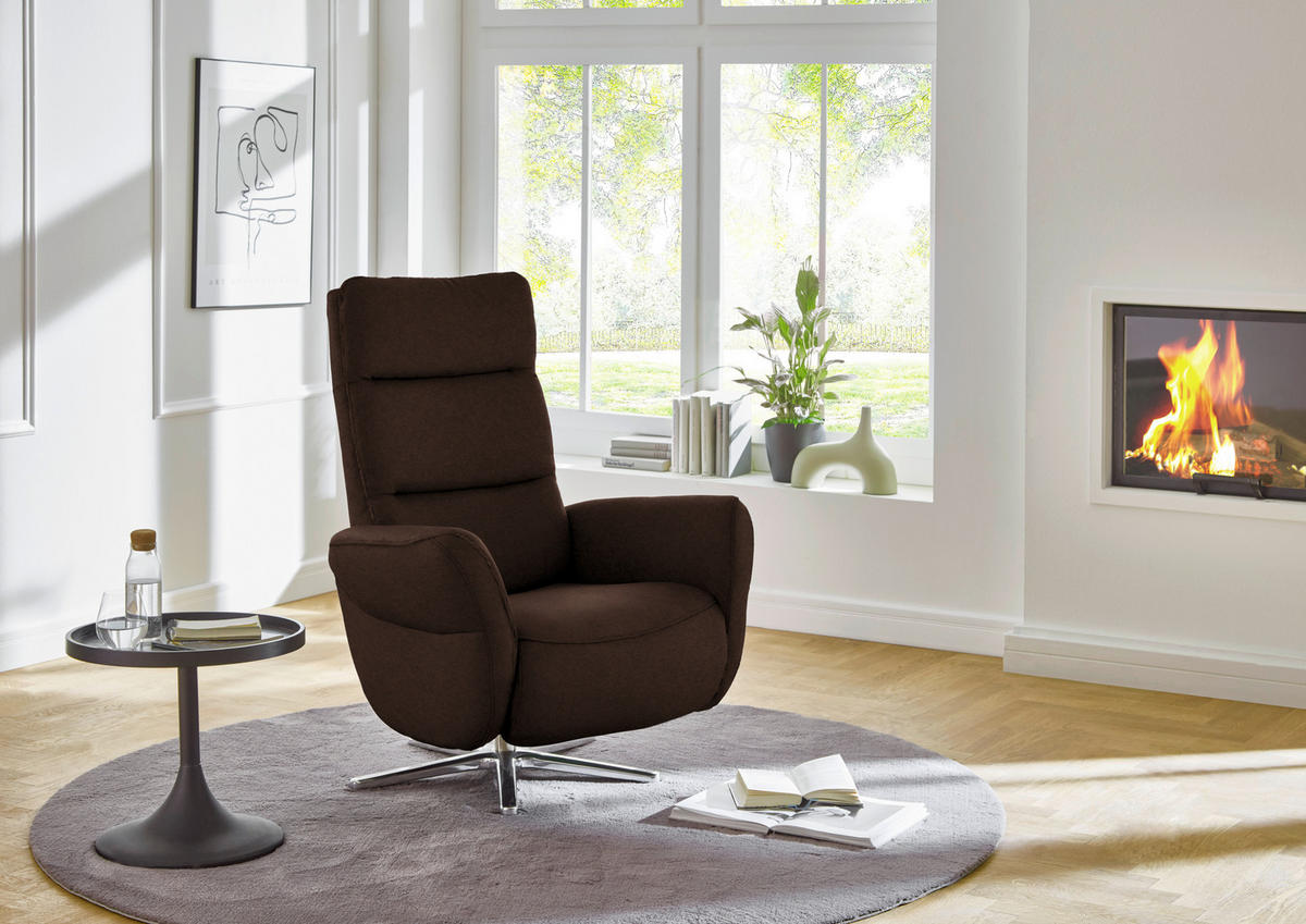 RELAXSESSEL Textil Dunkelbraun  - Chromfarben/Dunkelbraun, Design, Textil/Metall (78/113/83cm) - Beldomo Speed