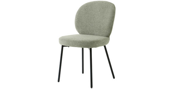 STUHL in Eisen Leinenoptik Holz, Metall, Textil - Schwarz/Grün, Design, Holz/Textil (49/86/64cm) - Ambia Home