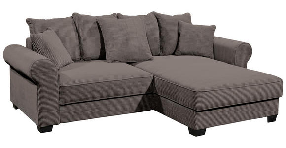 ECKSOFA Braun Cord  - Schwarz/Braun, KONVENTIONELL, Kunststoff/Textil (255/185cm) - Hom`in