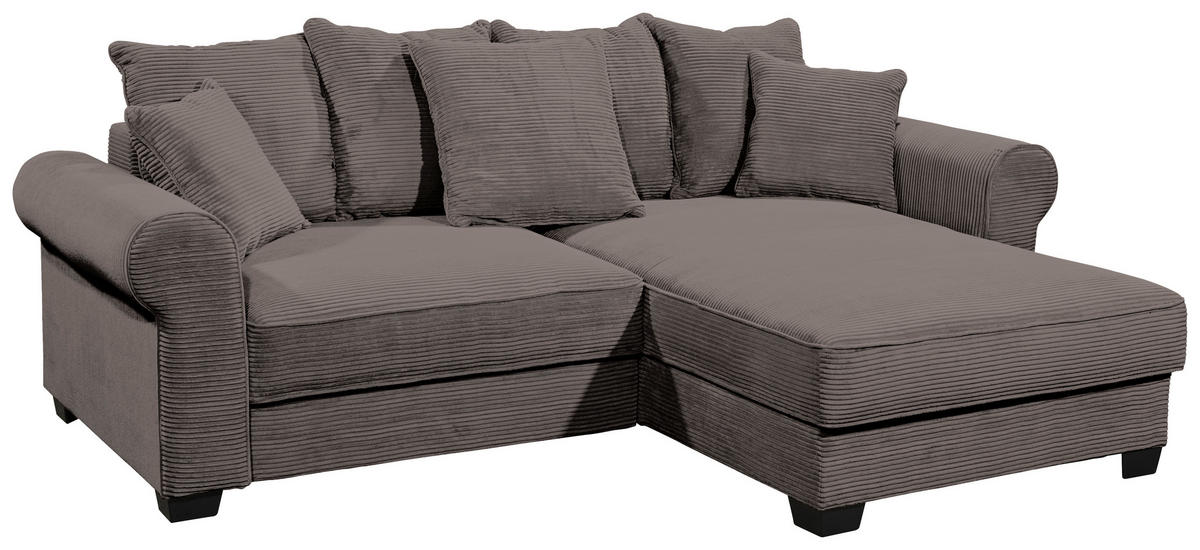 ECKSOFA in Cord Braun  - Schwarz/Braun, Konventionell, Kunststoff/Textil (255/185cm) - MID.YOU