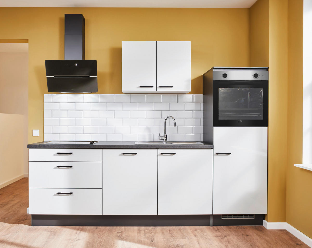 KÜCHENLEERBLOCK 260 cm   in Graphitfarben, Grau, Lavagrau  - Eichefarben/Lavagrau, Design, Holzwerkstoff/Metall (260cm) - Pino