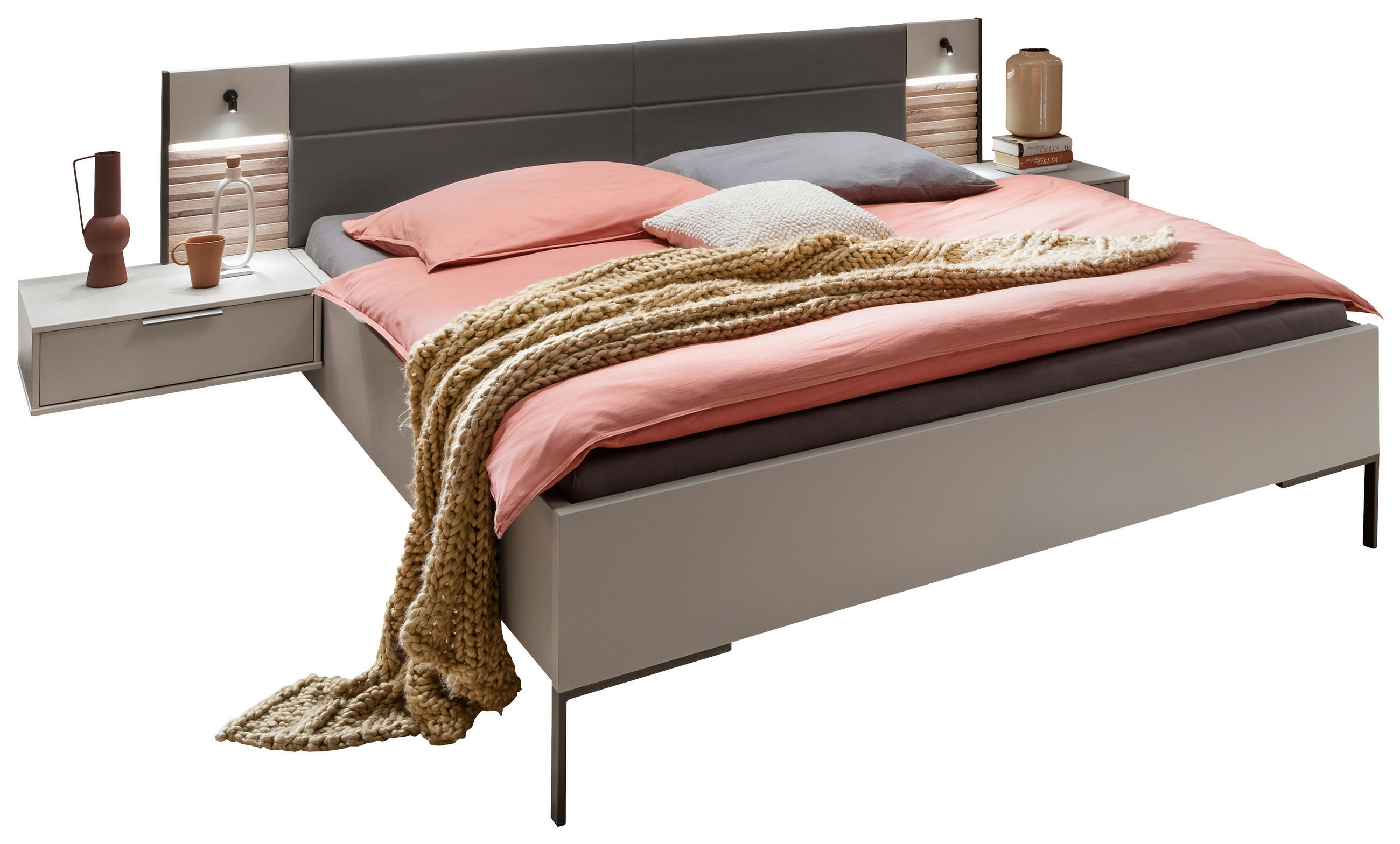 BETTANLAGE 180/200 cm  in Schieferfarben, Hellgrau, Dunkelgrau   - Schieferfarben/Dunkelgrau, Konventionell, Holzwerkstoff/Textil (180/200cm) - Novel