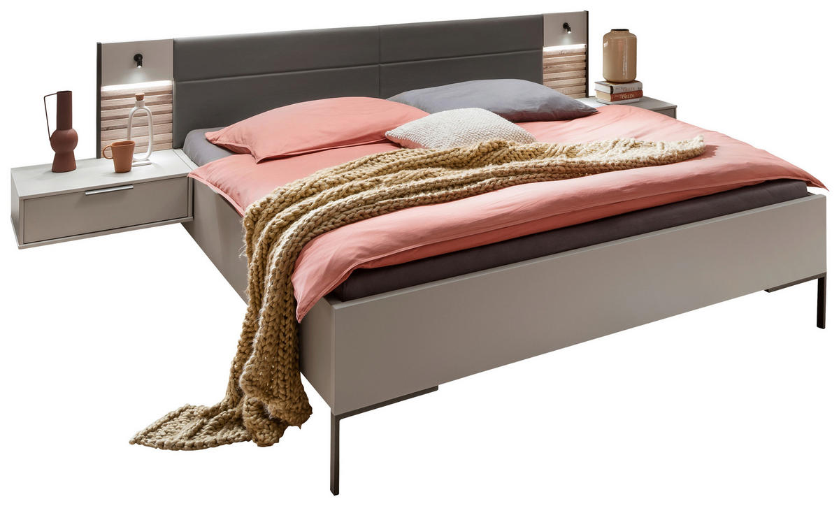 BETTANLAGE 180/200 cm  in Schieferfarben, Hellgrau, Dunkelgrau   - Schieferfarben/Dunkelgrau, Konventionell, Holzwerkstoff/Textil (180/200cm) - Novel