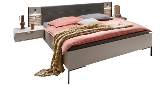 BETTANLAGE 180/200 cm in Schieferfarben, Hellgrau, Dunkelgrau - Schieferfarben/Dunkelgrau, KONVENTIONELL, Holzwerkstoff/Textil (180/200cm) - Novel