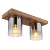 DECKENLEUCHTE UNDERWOOD 41/16/18 cm   - Dunkelbraun, Natur, Glas/Holzwerkstoff (41/16/18cm) - Globo