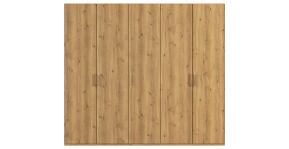 DREHTÜRENSCHRANK 251/223/60 cm 5-türig Eichefarben - Eichefarben/Silberfarben, Design, Holzwerkstoff/Kunststoff (251/223/60cm) - Novel