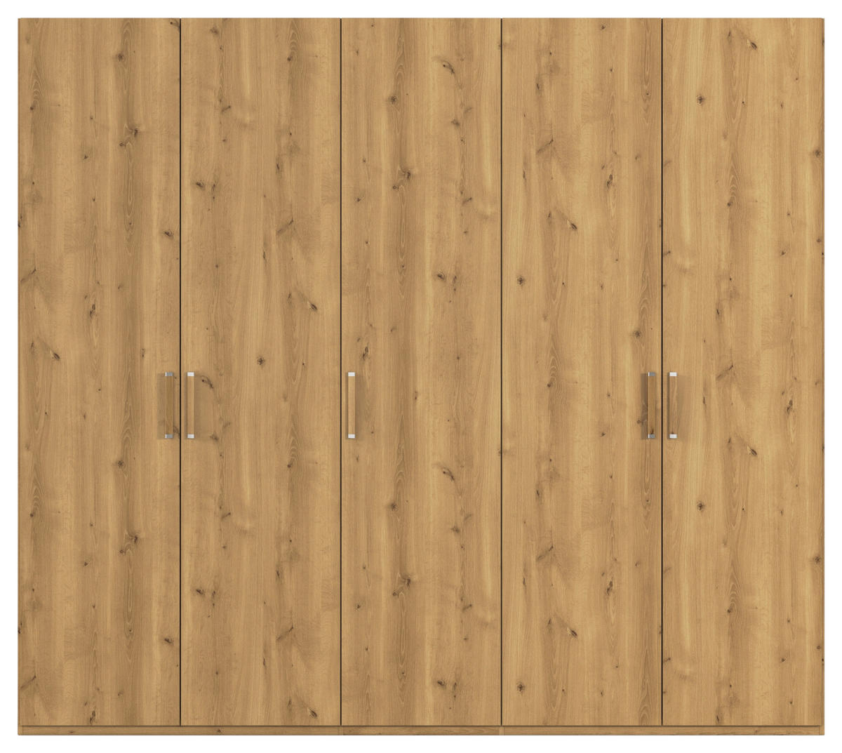 DREHTÜRENSCHRANK 251/223/60 cm 5-türig Eichefarben  - Eichefarben/Silberfarben, Design, Holzwerkstoff/Kunststoff (251/223/60cm) - Novel