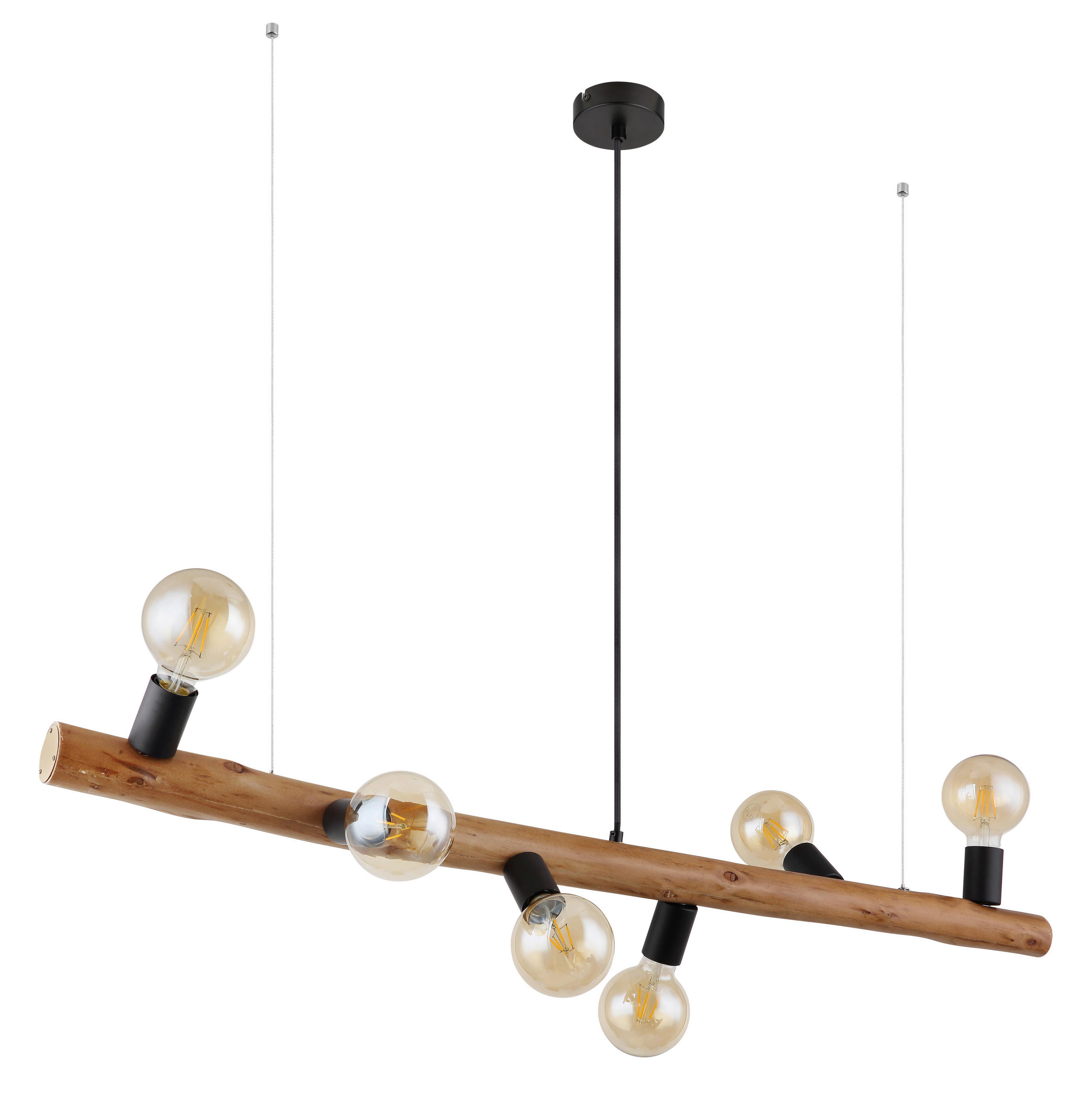 HÄNGELEUCHTE  - Dunkelbraun/Schwarz, KONVENTIONELL, Holz/Metall (115/17/150cm) - Globo