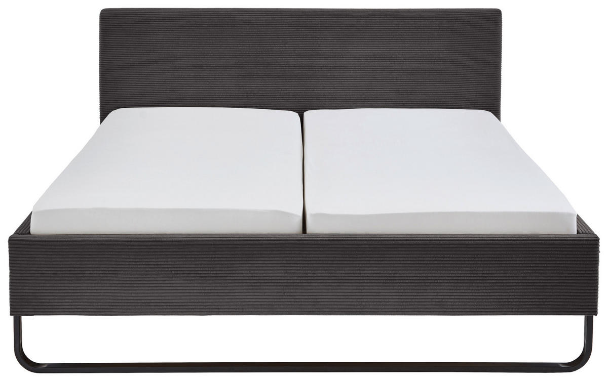 POLSTERBETT 180/200 cm  in Grau  - Schwarz/Grau, Basics, Textil/Metall (180/200cm) - Xora
